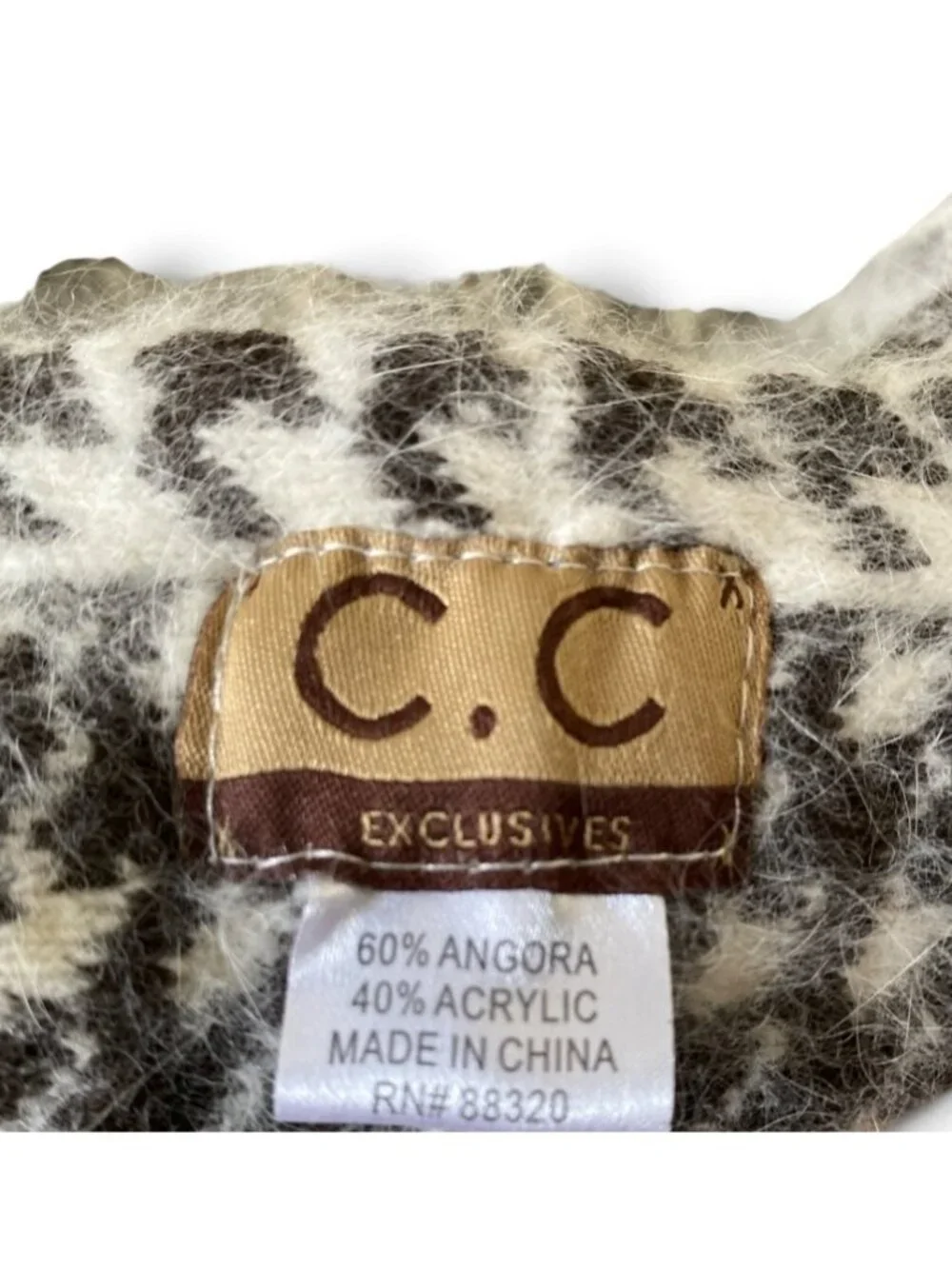 C.C Exclusives Angora Blend Beret Brown And Cream Houndstooth